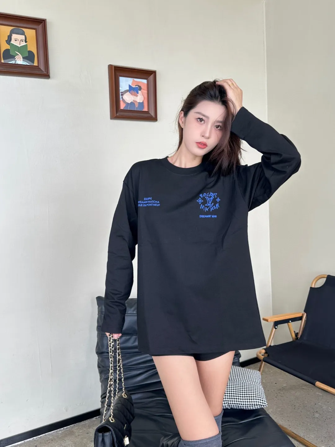 Louis Vuitton/Louis Vuitton 25Fw Dreamer graffiti slogan new flower long-sleeved T-shirt